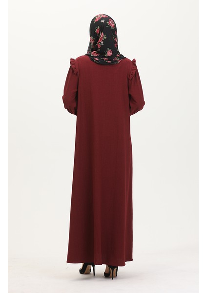 Fırfırlı Ferace 1055-03 Bordo