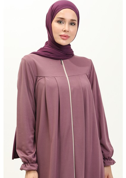Robalı Fermuarlı Ferace 0702-04 Koyu Lila