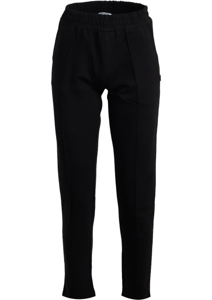 Siyah Beli Lastikli Yan Cepli Eşofman Altı