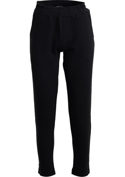 Siyah Beli Lastikli Yan Cepli Eşofman Altı