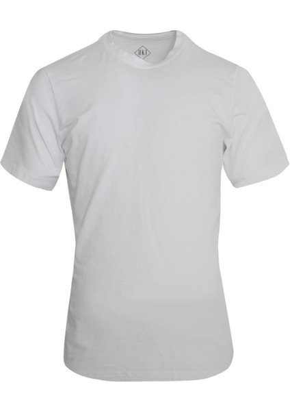 Ekru Comfort Fit Bisiklet Yaka T-Shirt