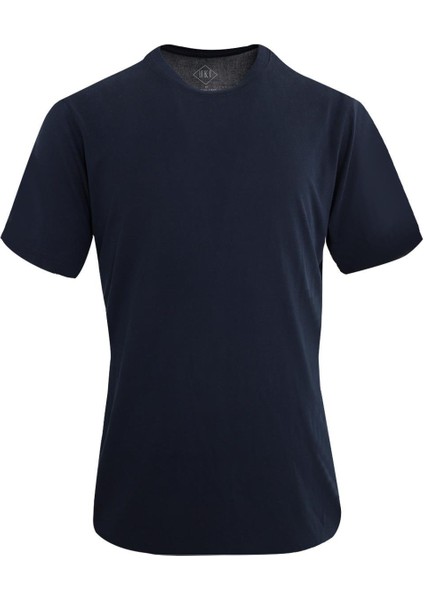 Lacivert Comfort Fit Bisiklet Yaka T-Shirt