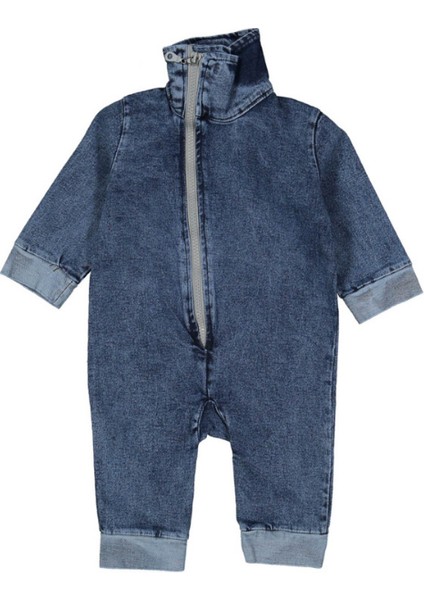 Dik Yaka Kot Tulum - Mavi