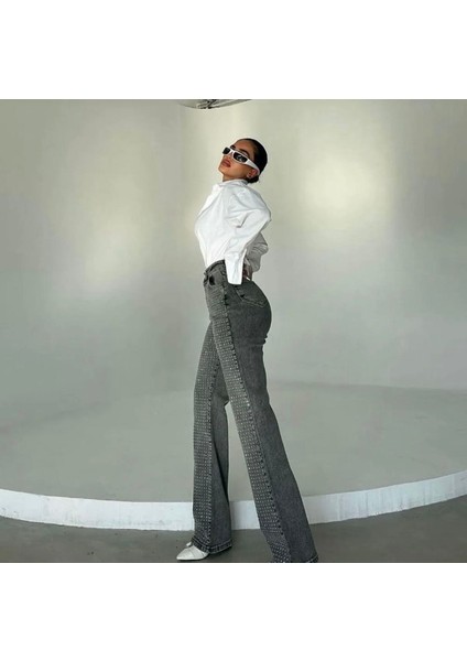 Kadın Taşlı Basic Jean - Taşlı Denim - Taş Detaylı Kot Pantolon modelleri