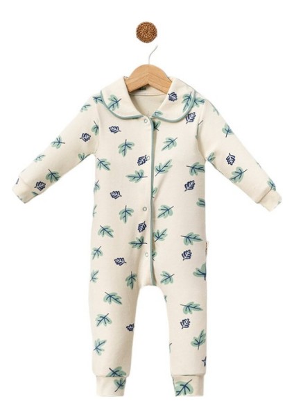 Yaprak Desenli Lüks Pijama - Beyaz