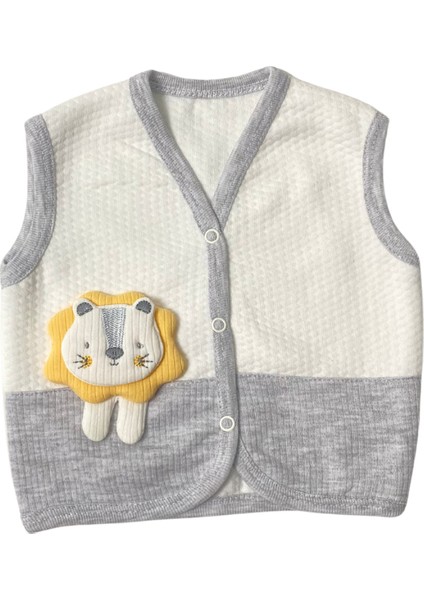 Aslan Lüx Kapitone Yelek - Beyaz ve Gri