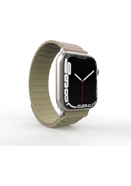 Apple Watch 44MM Kordon Çift Renkli Şık Silikon Strap Kayış KRD-122