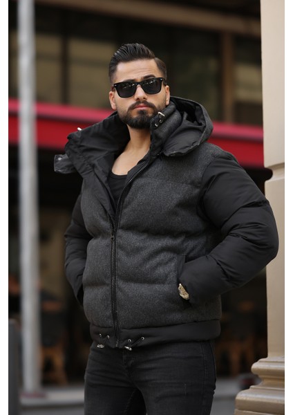 Erkek Kapüşonlu Kaşe Mont modelleri