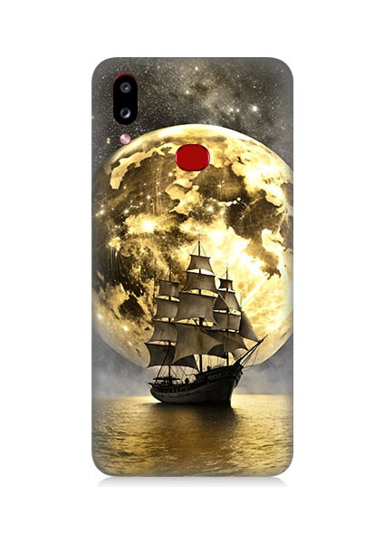 Samsung Galaxy A10S Uyumlu Ay ve Yelken Desenli Silikon Kılıf