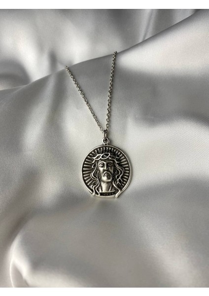 Hz.isa Madalyon Gümüş Kaplama Antik Kolye modelleri