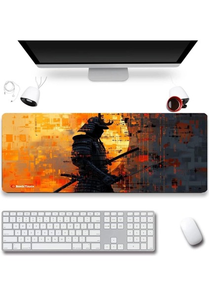 Sonictouch Ultragrand Gölge Samuray Gamer Oyuncu Xxl Sarı Siyah Klavye Mouse Pad 40X90CM