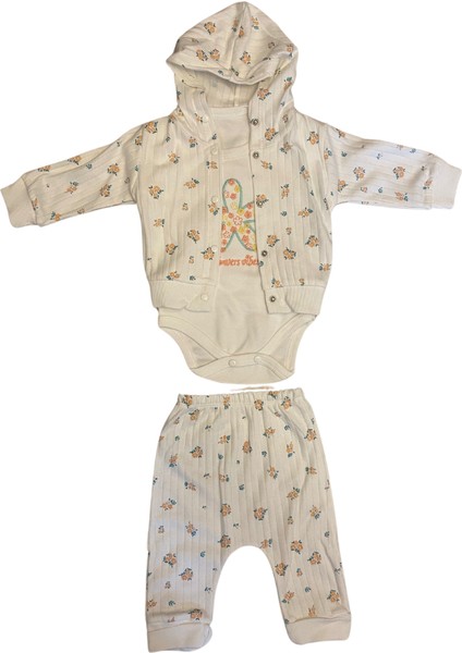 Çiçekli Badili 3'lü Takım - Beyaz