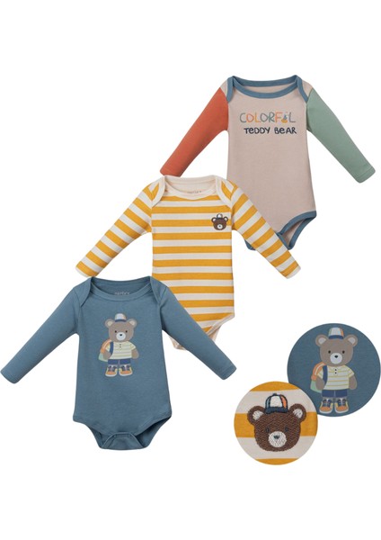Renkli Teddy Tek Boy Badi 3'lü - Sarı