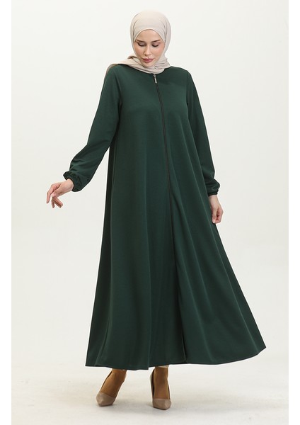 Fermuarlı Double Mevlana Ferace 2029-02 Zümrüt Yeşili