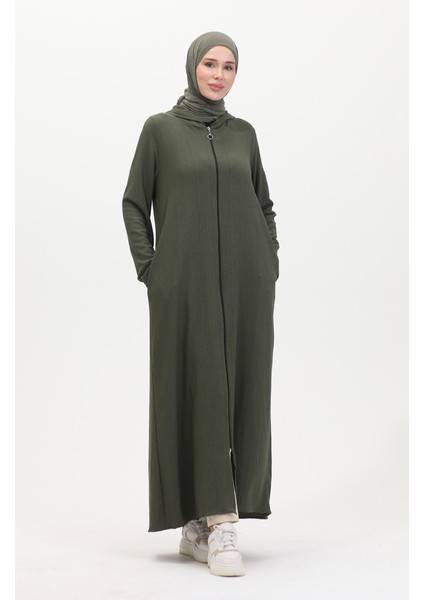 Kapüşonlu Spor Ferace 5104-03 Haki
