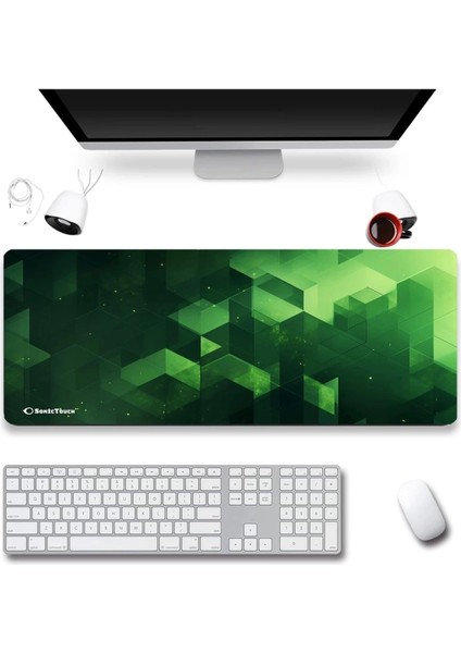 Sonictouch Ultragrand Zümrüt Yeşili Küpler Gamer Oyuncu Xxl Klavye Mouse Pad 40X90CM
