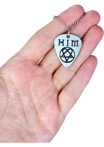 Hım Heartagram Rock Müzik Grubu Pena Kolye - Gümüş Kaplama ve Kaliteli Tasarım