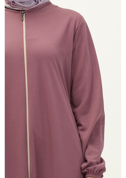 Fermuarlı Cepli Ferace 6666-08 Koyu Lila fırsatları