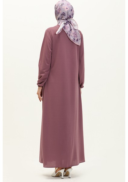 Fermuarlı Cepli Ferace 6666-08 Koyu Lila indirimleri