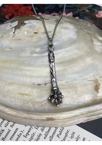 Osmanlı Dikenli Gürz Kolye Erkek Kadın Antik Gotik Gümüş Kaplama