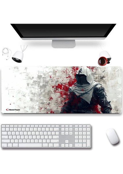 Sonictouch Ultragrand Suikastçı Gamer Oyuncu Xxl Beyaz Klavye Mouse Pad 40X90CM