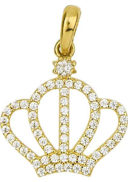 14 Ayar Altın Taşlı Taç Kolye Ucu 1,07 gr