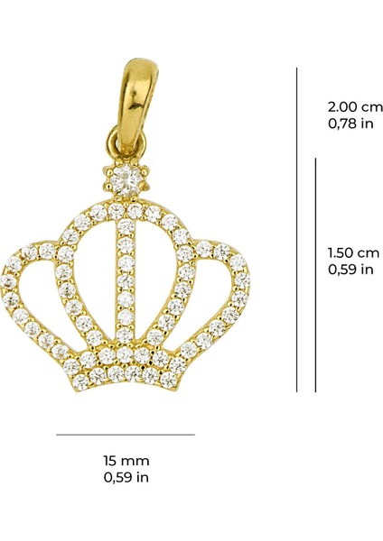 14 Ayar Altın Taşlı Taç Kolye Ucu 1,07 gr fiyatları