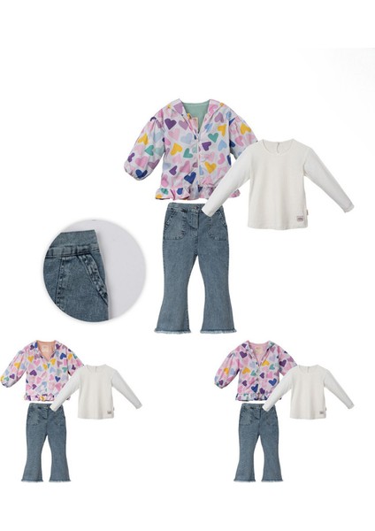 Kalpli Yağmurluklu 3'lü Takım - Pembe