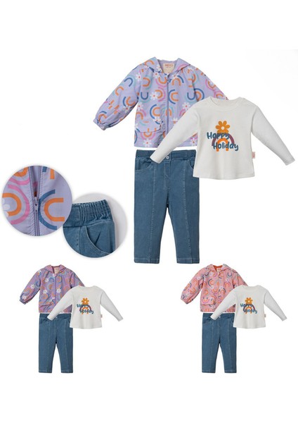 Valdez Yağmurluklu 3'lü Takım - Mor