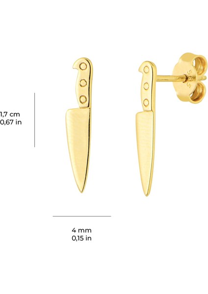 14 Ayar Altın Bıçak Küpe 1,03 gr