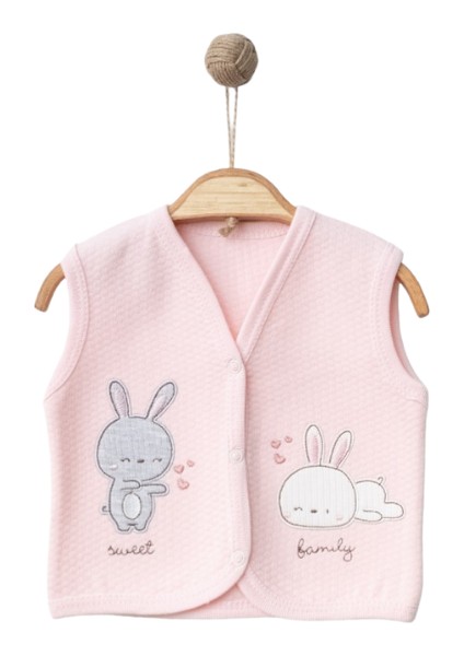Tavşanlı Lüx Kapitone Yelek - Pembe