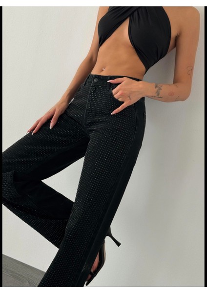 Kadın Taşlı Basic Jean - Taşlı Denim - Taş Detaylı Kot Pantolon fırsatları