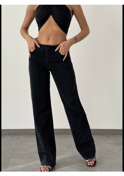 Kadın Taşlı Basic Jean - Taşlı Denim - Taş Detaylı Kot Pantolon indirimleri