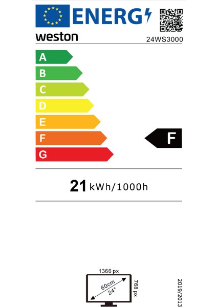 24WS3000 F Enerji Sınıfı 24" 61 Ekran HD Ready LED TV