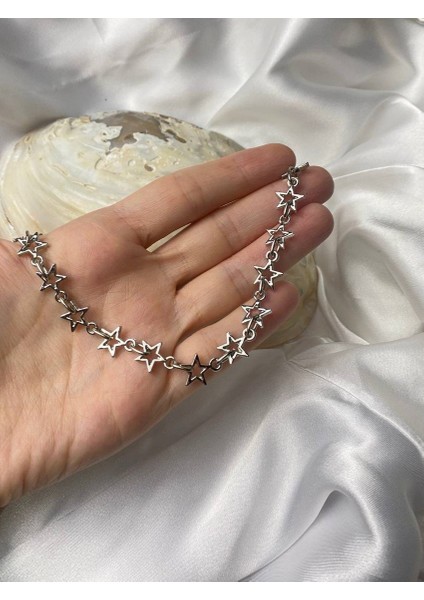 Gümüş Kaplama Yıldızlar Zincir Kolye modelleri