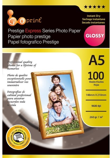 Prestıge Serisi Parlak A5 15X21CM Fotoğraf Kağıdı 260GR 100 Yaprak