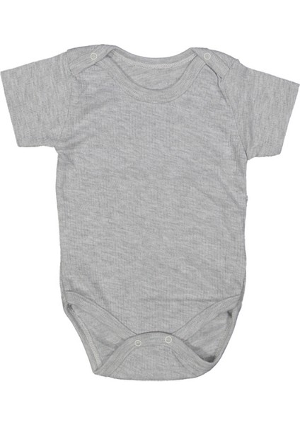 Çizgili Yarım Kollu Badi - Gri