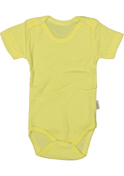 Çizgili Yarım Kollu Badi - Sarı