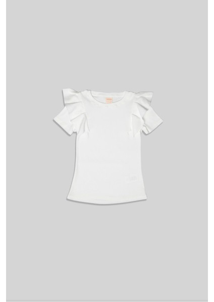 Jasmine Ekru Fırfırlı Kız Çocuk Tshirt modelleri