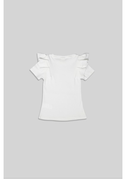 Jasmine Ekru Fırfırlı Kız Çocuk Tshirt fırsatları
