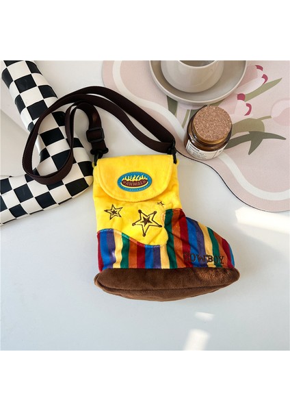 Kürklü Çanta Kadın 2024 Yeni Peluş Ayakkabı Çantası Tek Omuz Crossbody Çanta Moda ve Sevimli Ayakkabı Çantası (Yurt Dışından)