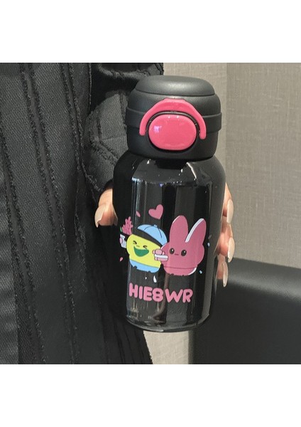 Kızlar Için Sevimli Hayvanlı Pipetli Termos Bardak, Öğrenciler Için Yüksek Görünümlü ve Sevimli Eşlik Eden Büyük Kapasiteli Paslanmaz Çelik Su Isıtıcısı (Yurt Dışından)