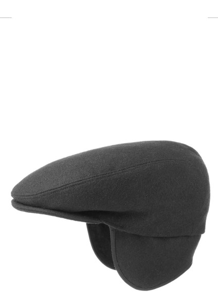 Antrasit %100 Yün Kışlık Kulaklı Kasket Şapka