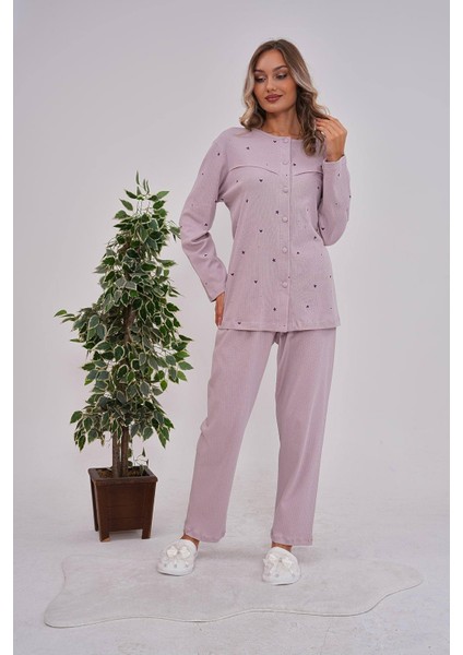 Lila Büyük Beden Kadın Pijama Takımı