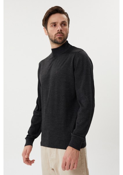 Antrasit Yünlü Yarım Balıkçı Kazak fiyatları