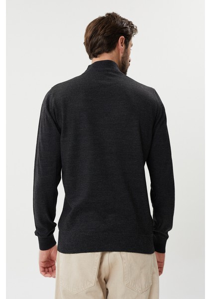 Antrasit Yünlü Yarım Balıkçı Kazak modelleri