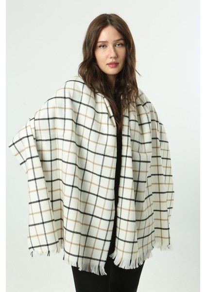 Kare Desen Atkı Omuz Şalı 70X180 cm 1282 Ekru fiyatları