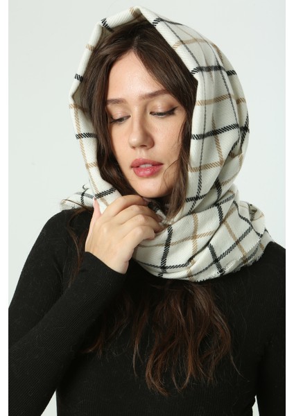 Kare Desen Atkı Omuz Şalı 70X180 cm 1282 Ekru indirimleri