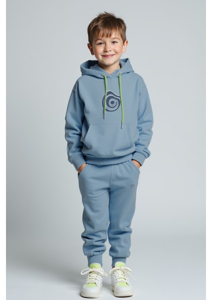Platon Açık Mavi Baskılı Pamuklu Erkek Çocuk Sweatshirt