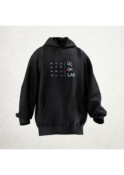 Üç Oklar Tasarımlı Unisex Hoodie